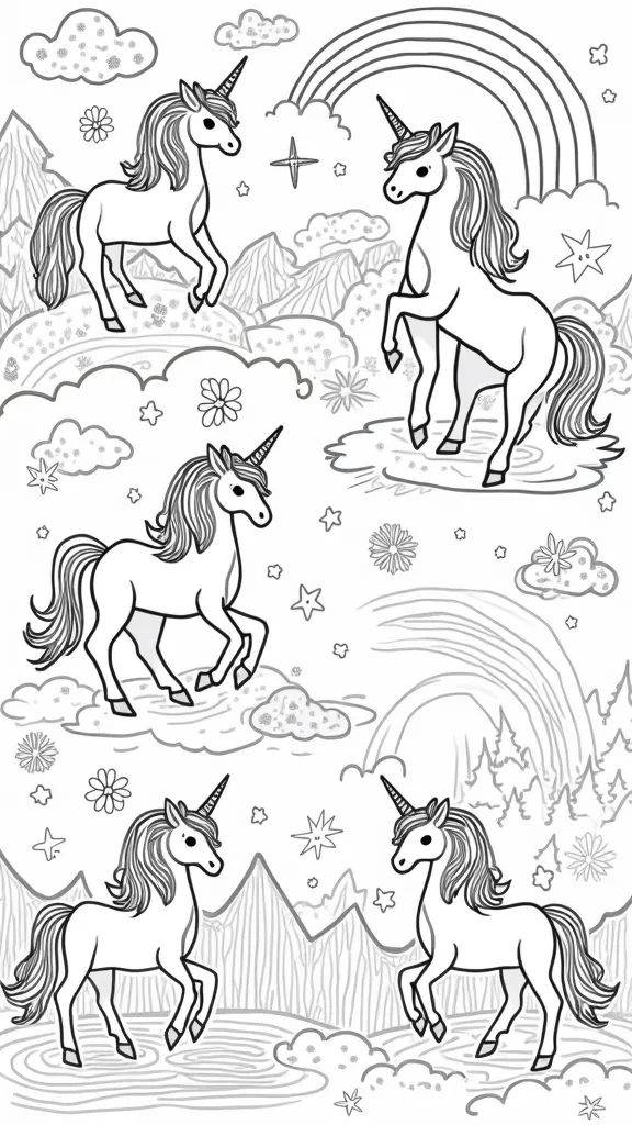 pretty unicorn coloring pages